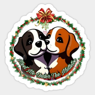Puppy Mistletoe Kiss Sticker